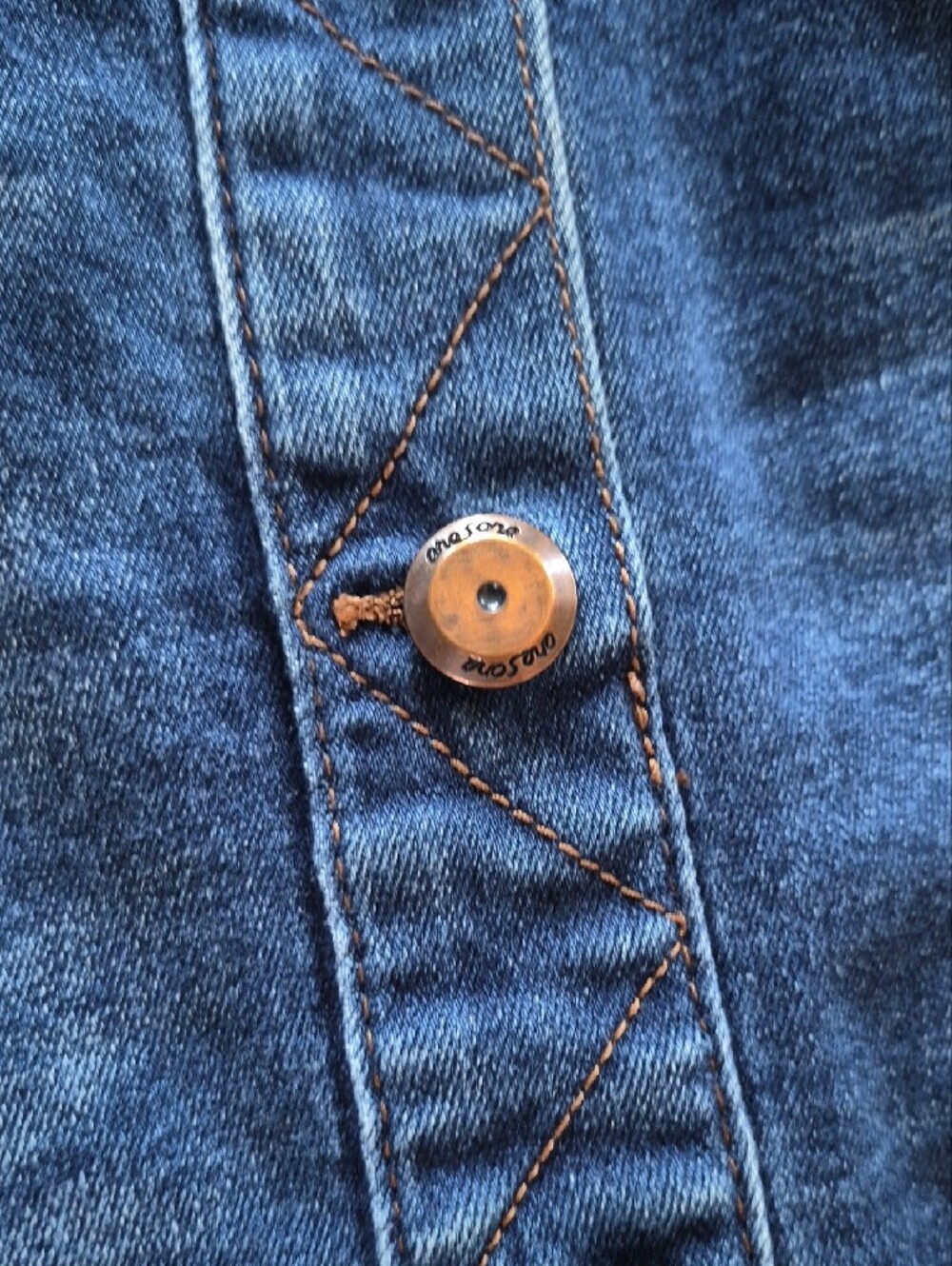 one 5 one Dark Blue Button-Front Denim Pencil Skirt - Picture 3 of 5
